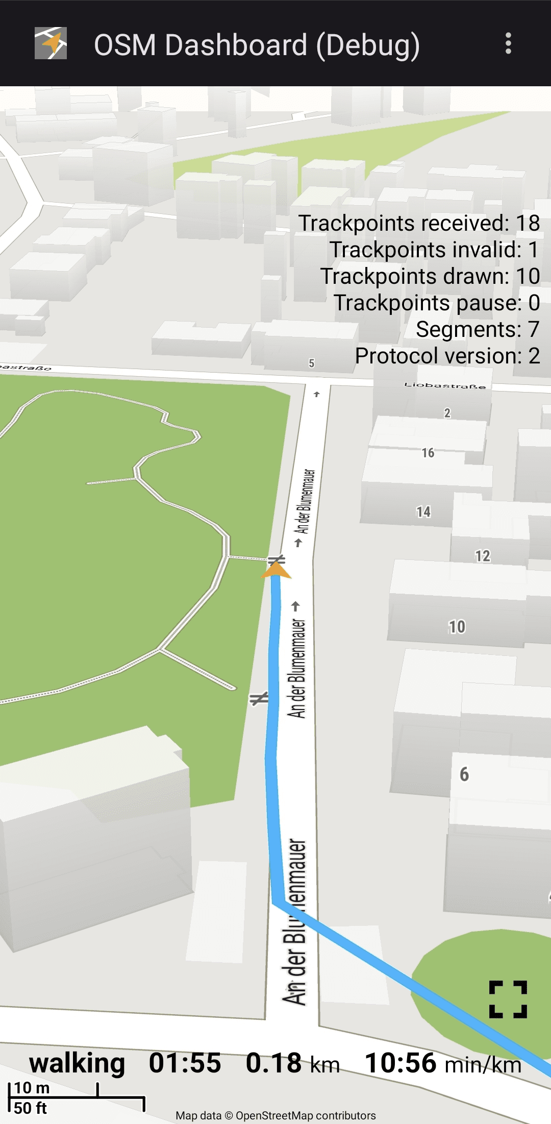 Скриншот 7 — Панель OpenStreetMap для OpenTracks