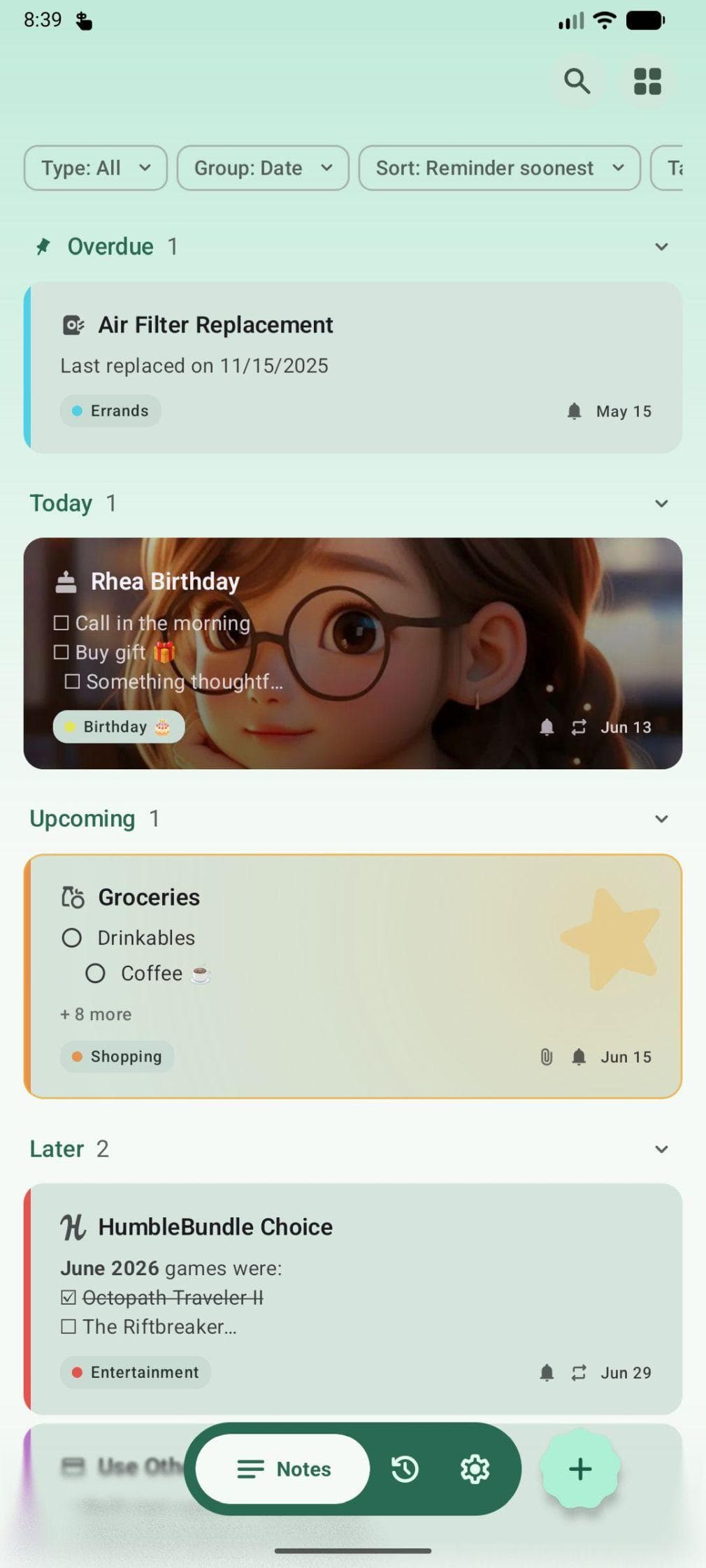 Скриншот 1 — Remember: Notes & Reminders