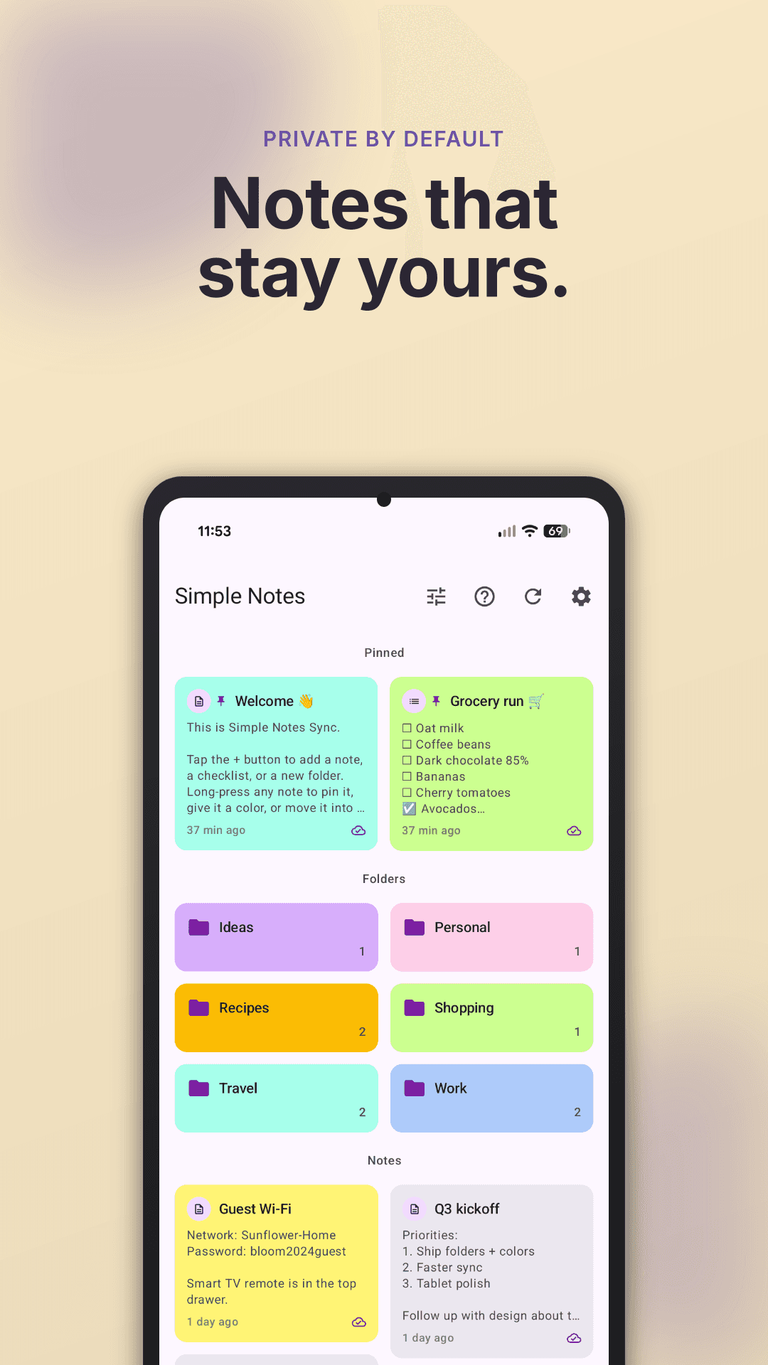 Скриншот 1 — Simple Notes Sync