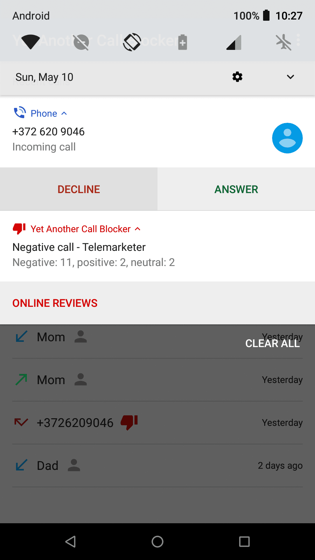 Скриншот 4 — Yet Another Call Blocker