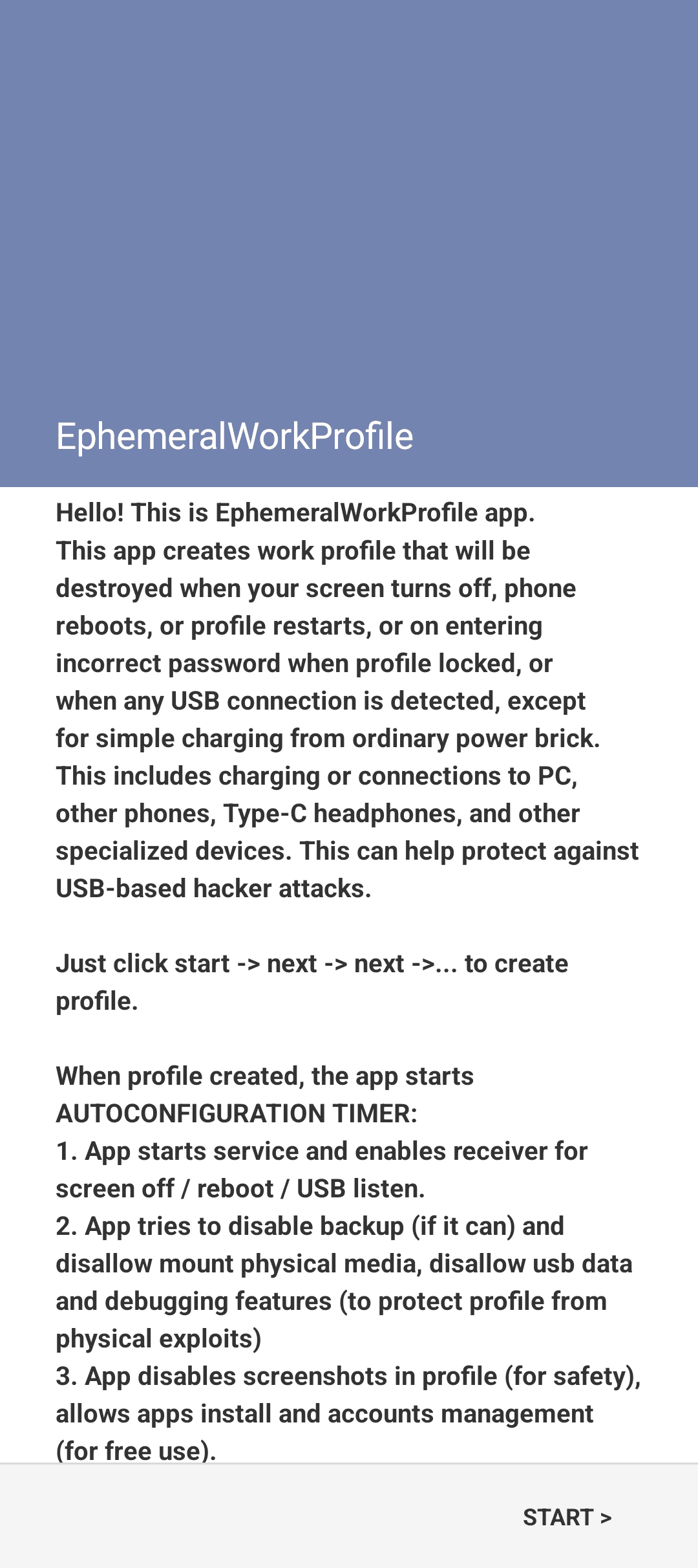 Скриншот 1 — EphemeralWorkProfile