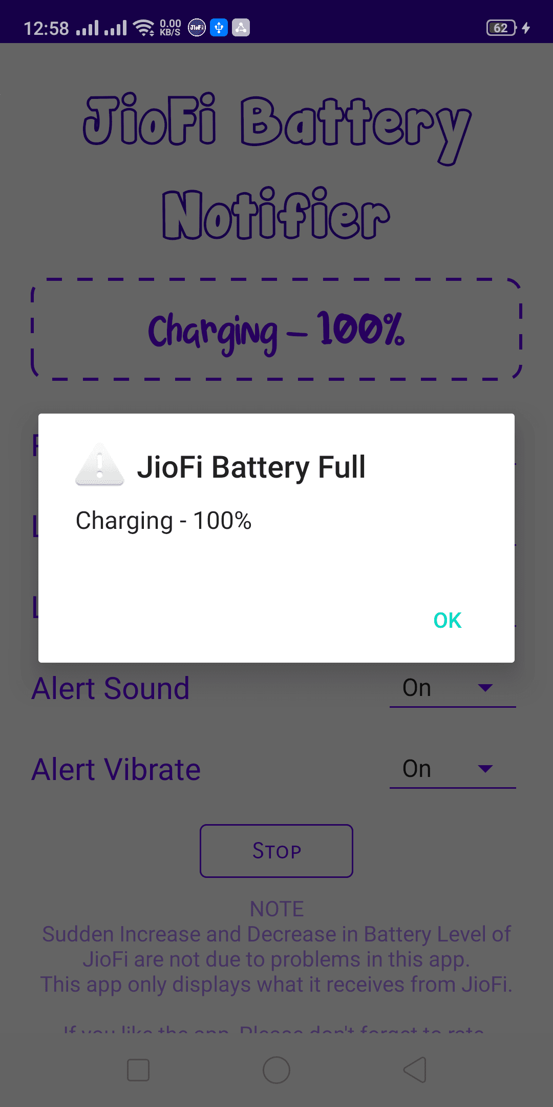 Скриншот 4 — JioFi Battery Notifier