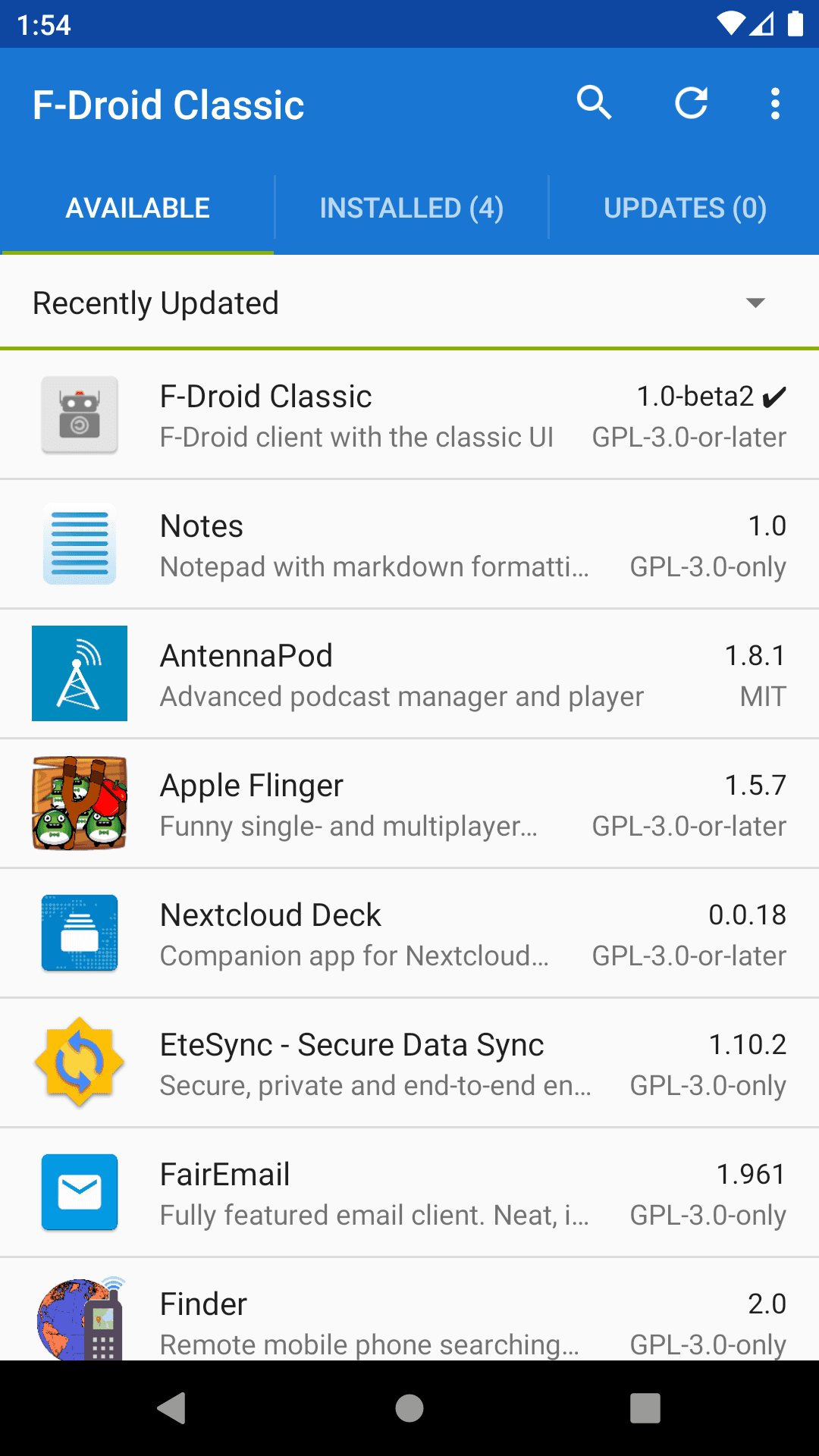 Скриншот 1 — F-Droid Classic
