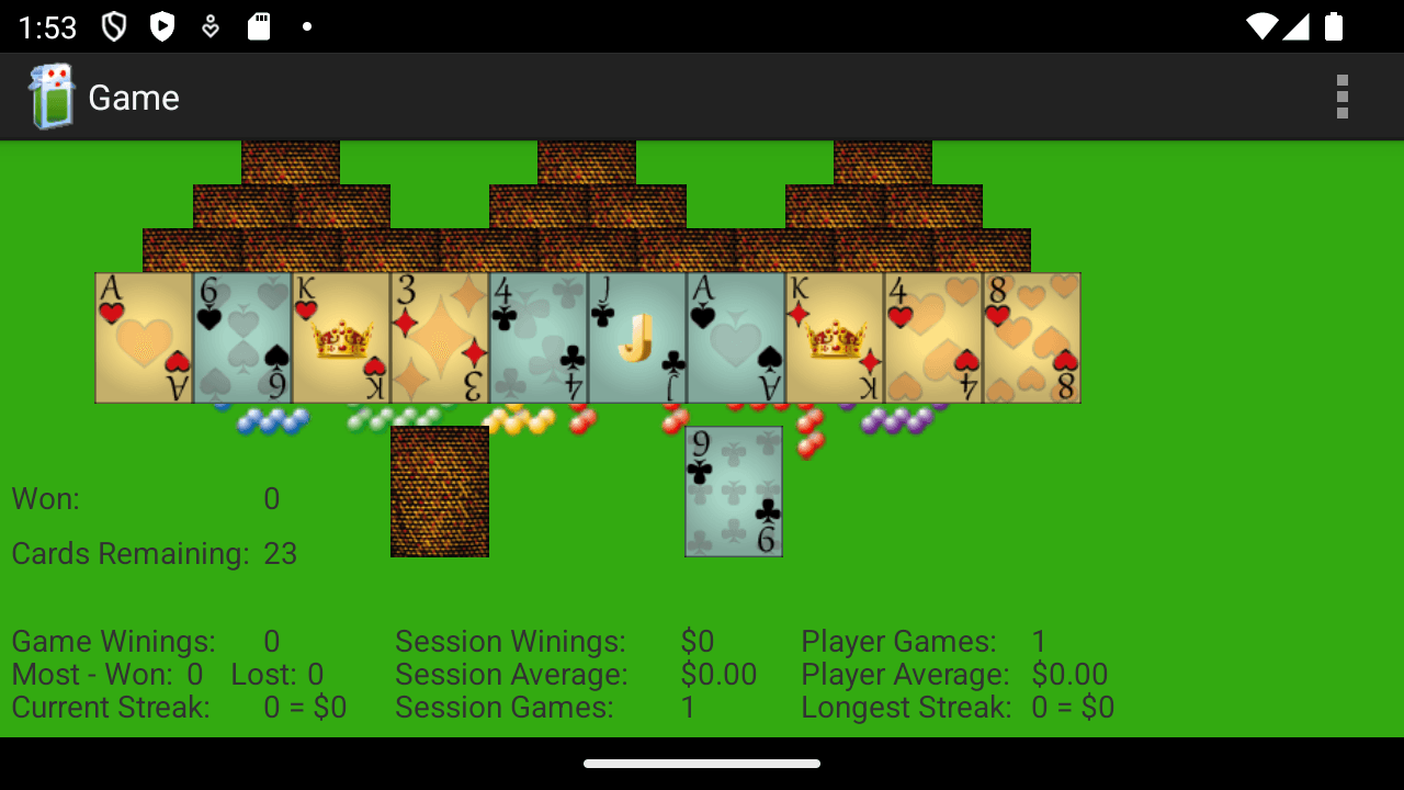 Скриншот 1 — Tri PeaksSolitaire for Android