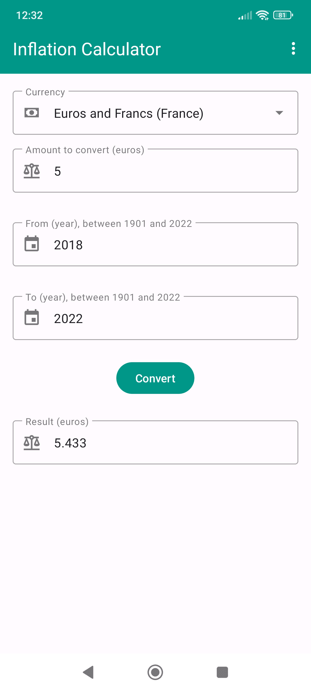 Скриншот 2 — Inflation Calculator