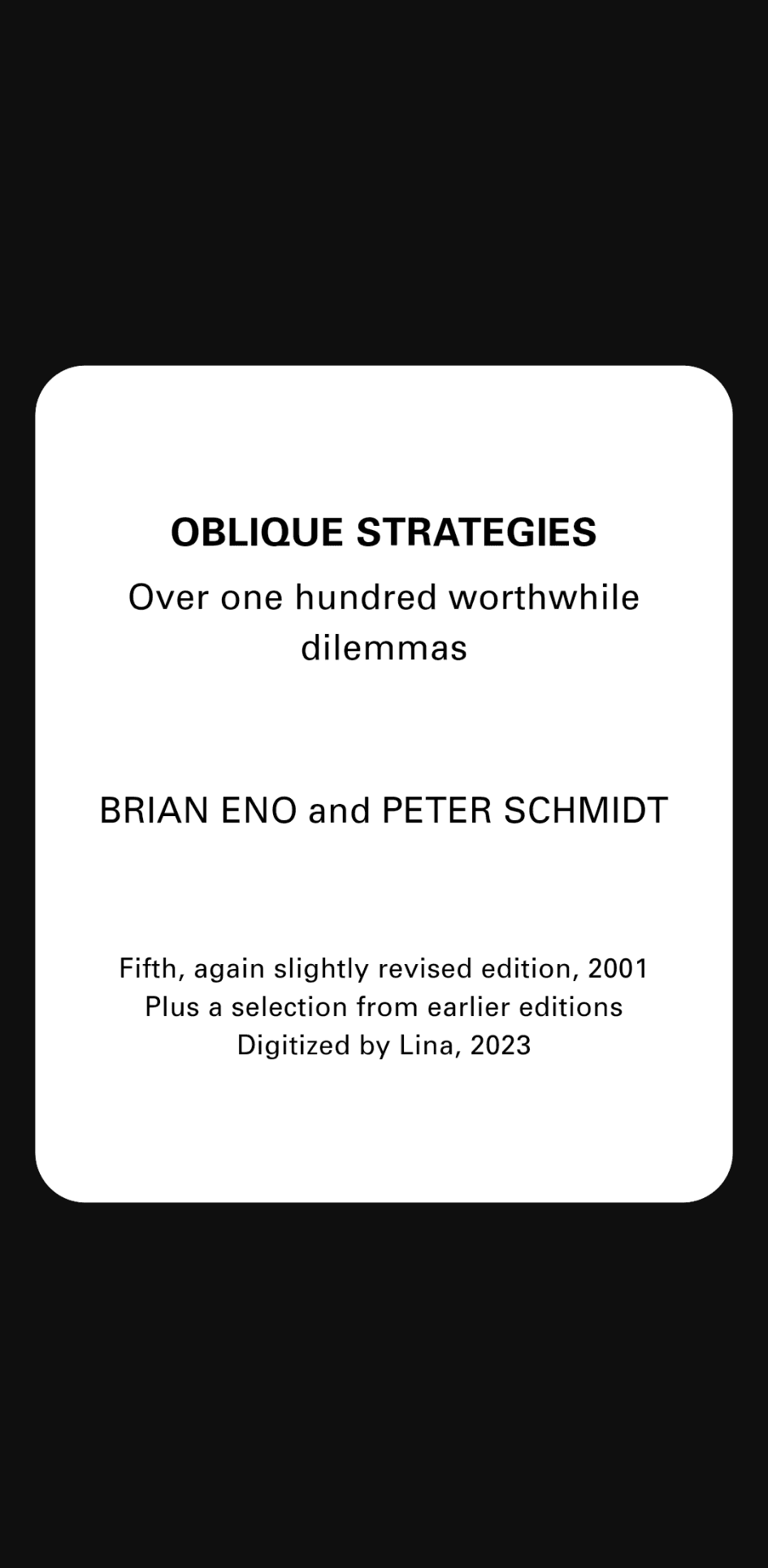 Скриншот 1 — Oblique Strategies