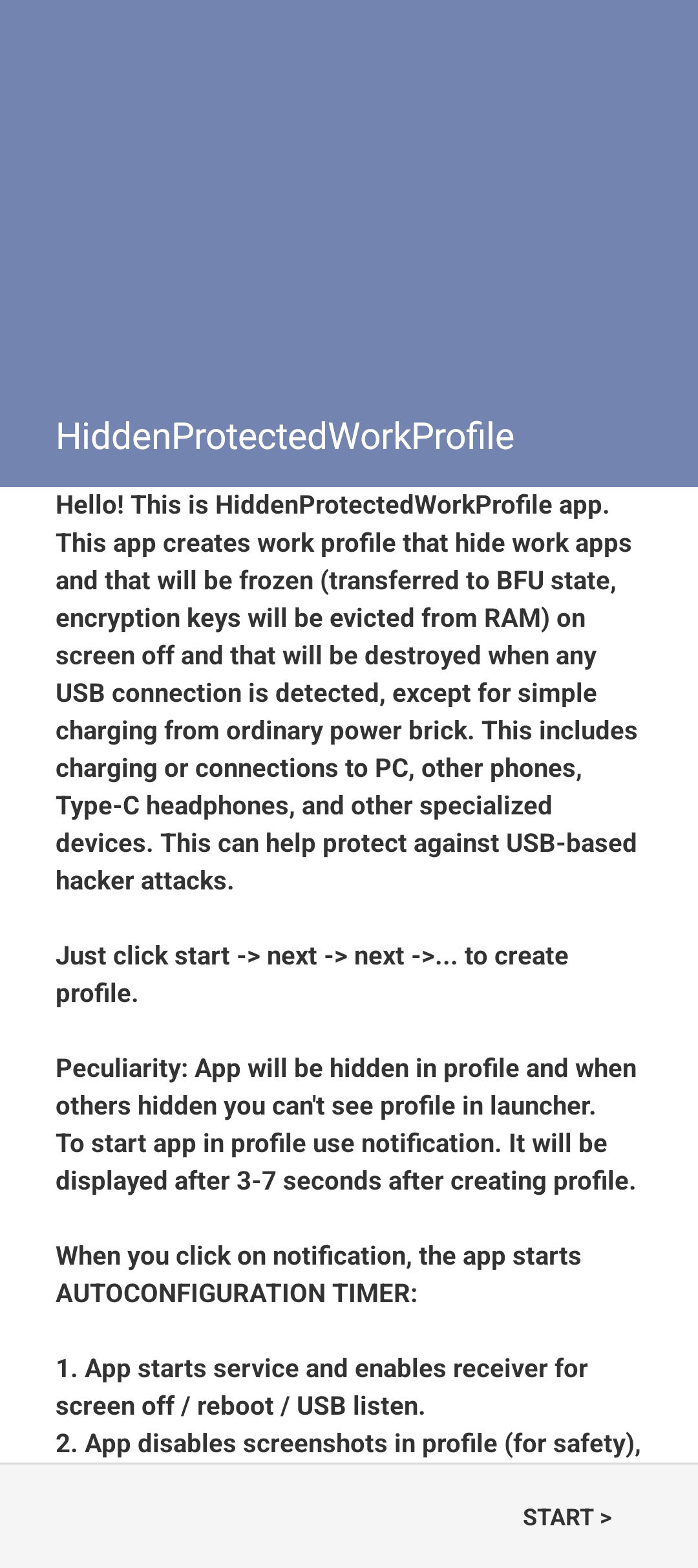 Скриншот 1 — HiddenProtectedWorkProfile