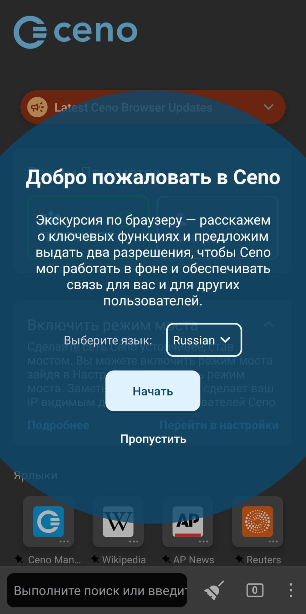 Скриншот 1 — Ceno Browser