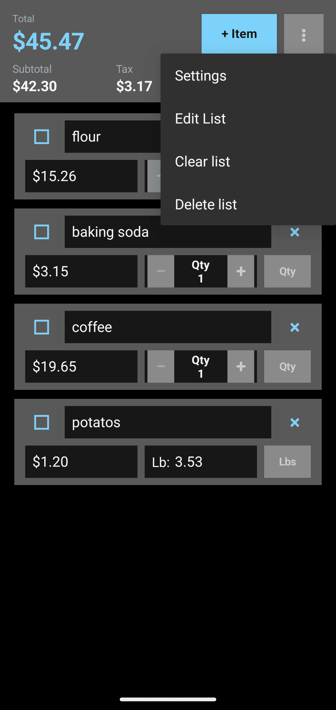 Скриншот 3 — Shopping List Calculator