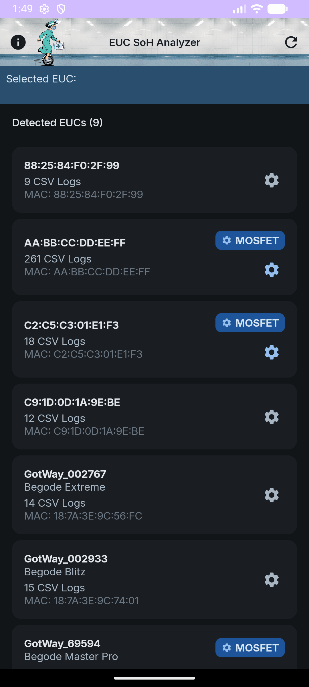 Скриншот 1 — EUC State Of Health Analyzer