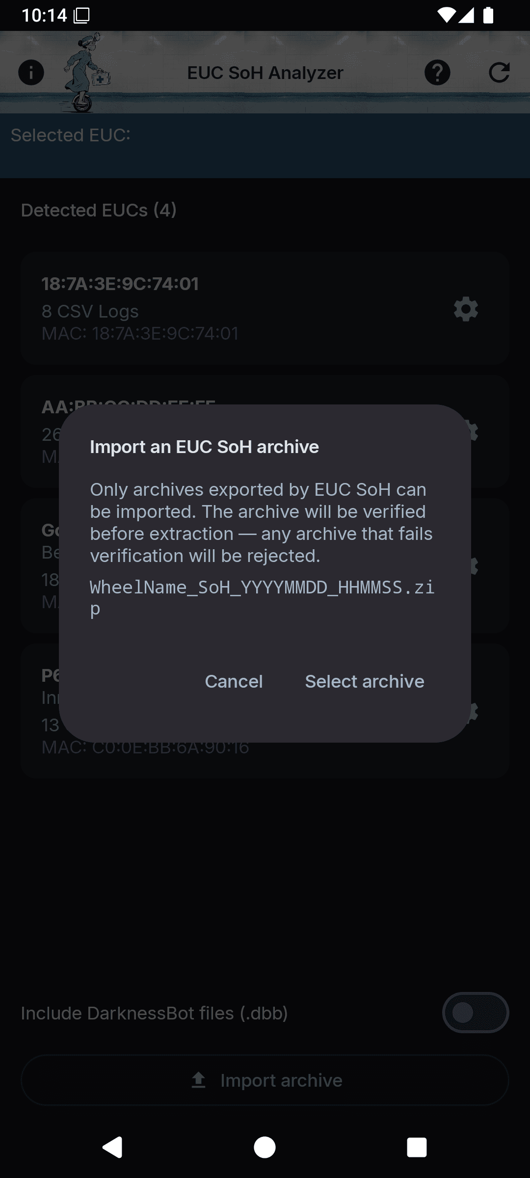 Скриншот 4 — EUC State Of Health Analyzer