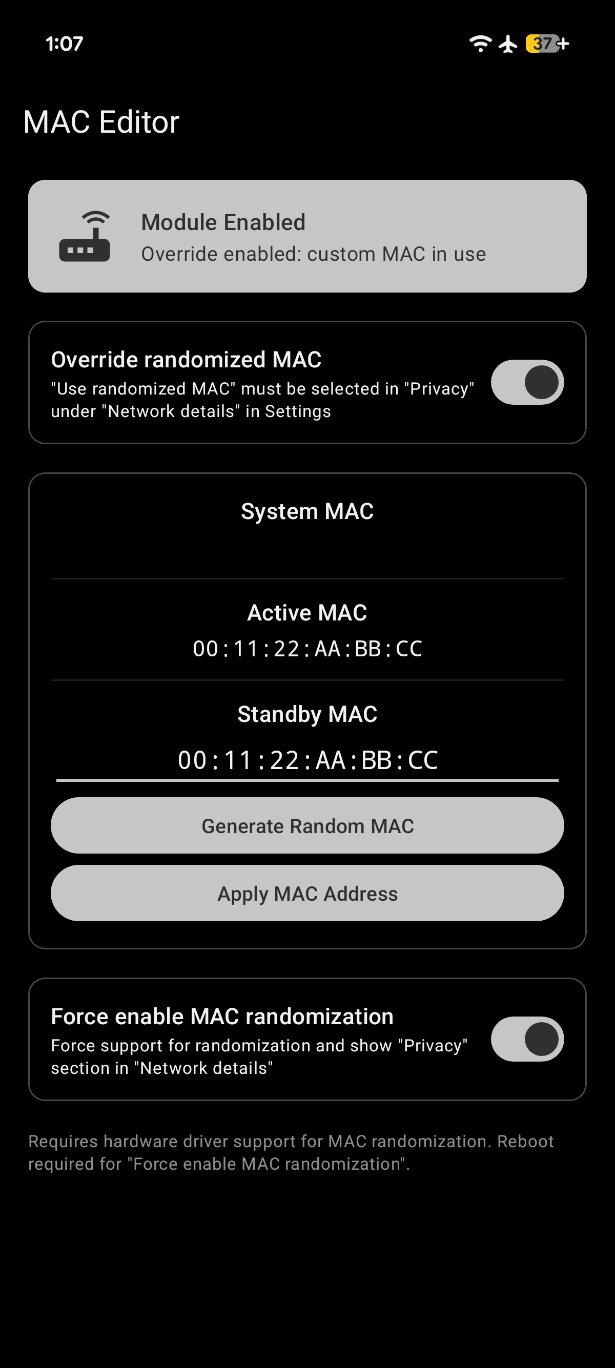 Скриншот 1 — MAC Editor
