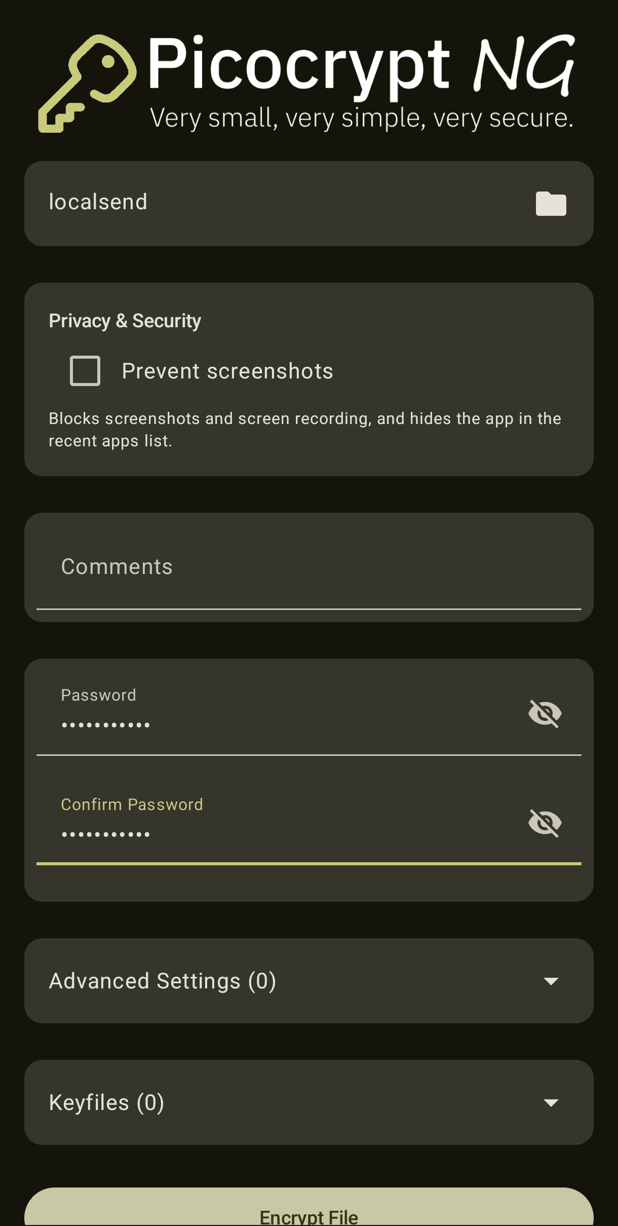 Скриншот 1 — Picocrypt-NG