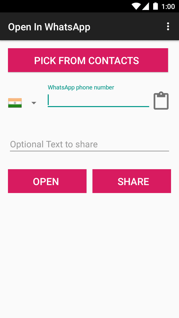 Скриншот 1 — Open In WhatsApp