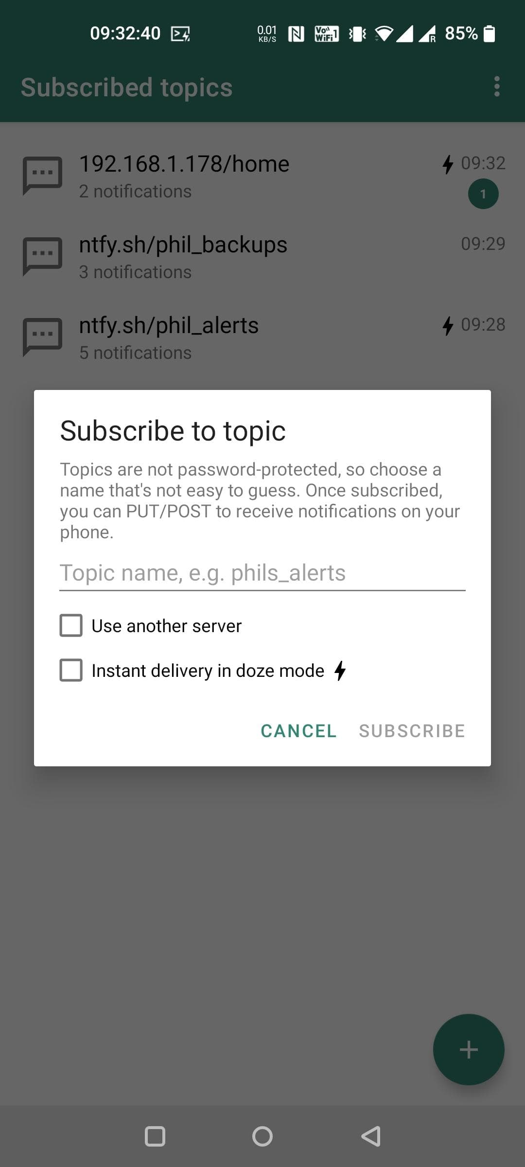 Скриншот 4 — ntfy - PUT/POST на ваш телефон