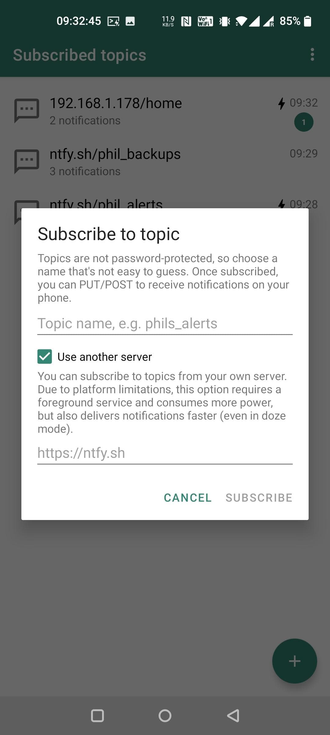 Скриншот 6 — ntfy - PUT/POST на ваш телефон