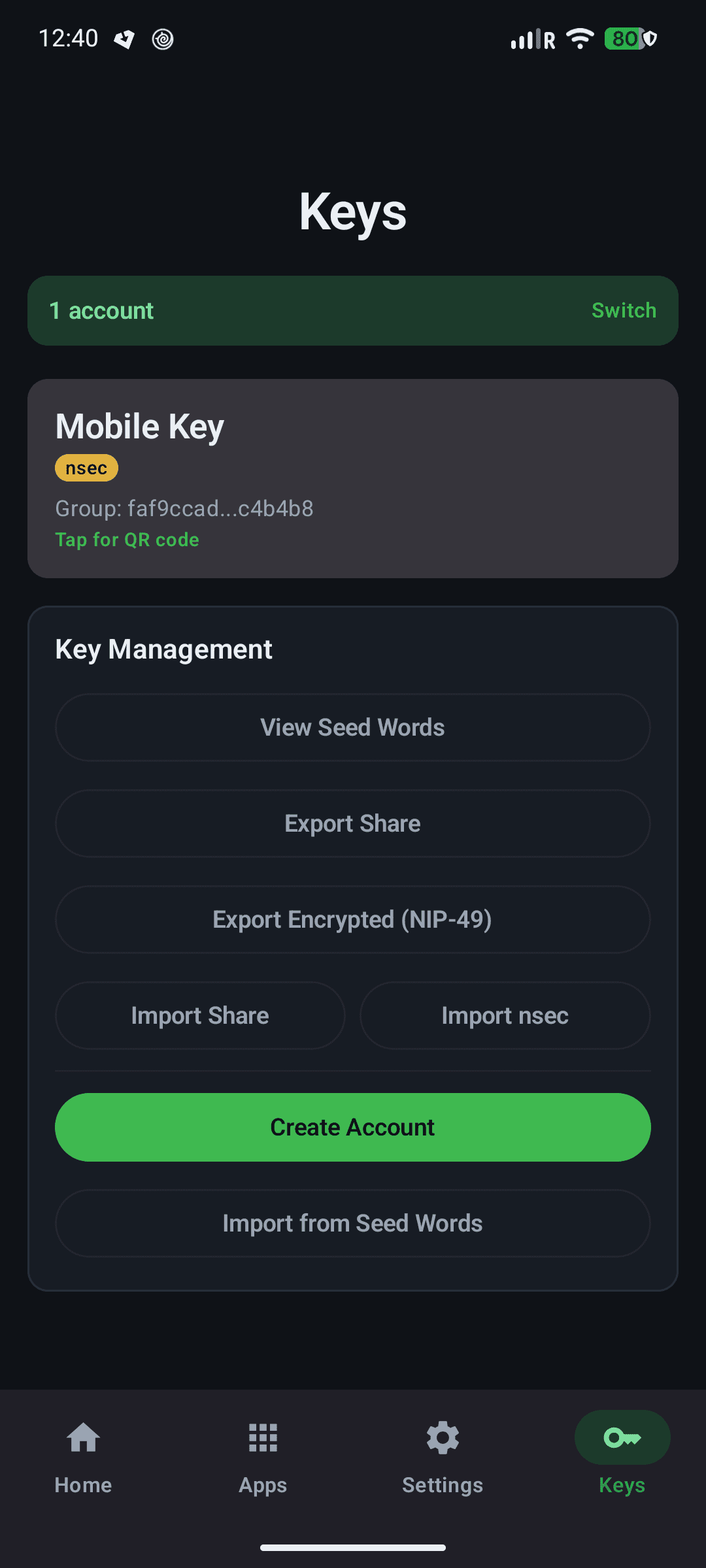 Скриншот 3 — Keep: FROST Nostr Signer