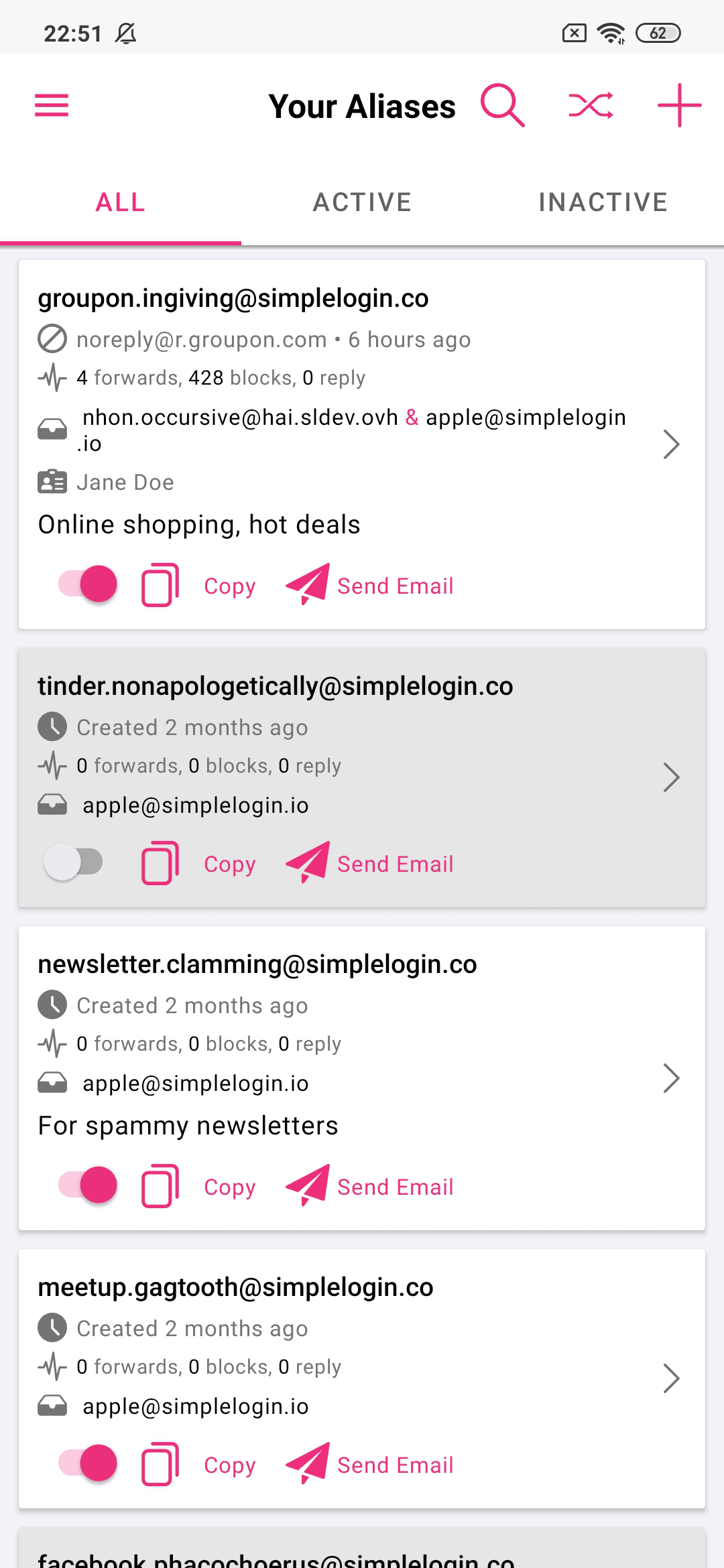 Скриншот 1 — SimpleLogin | Anti-spam