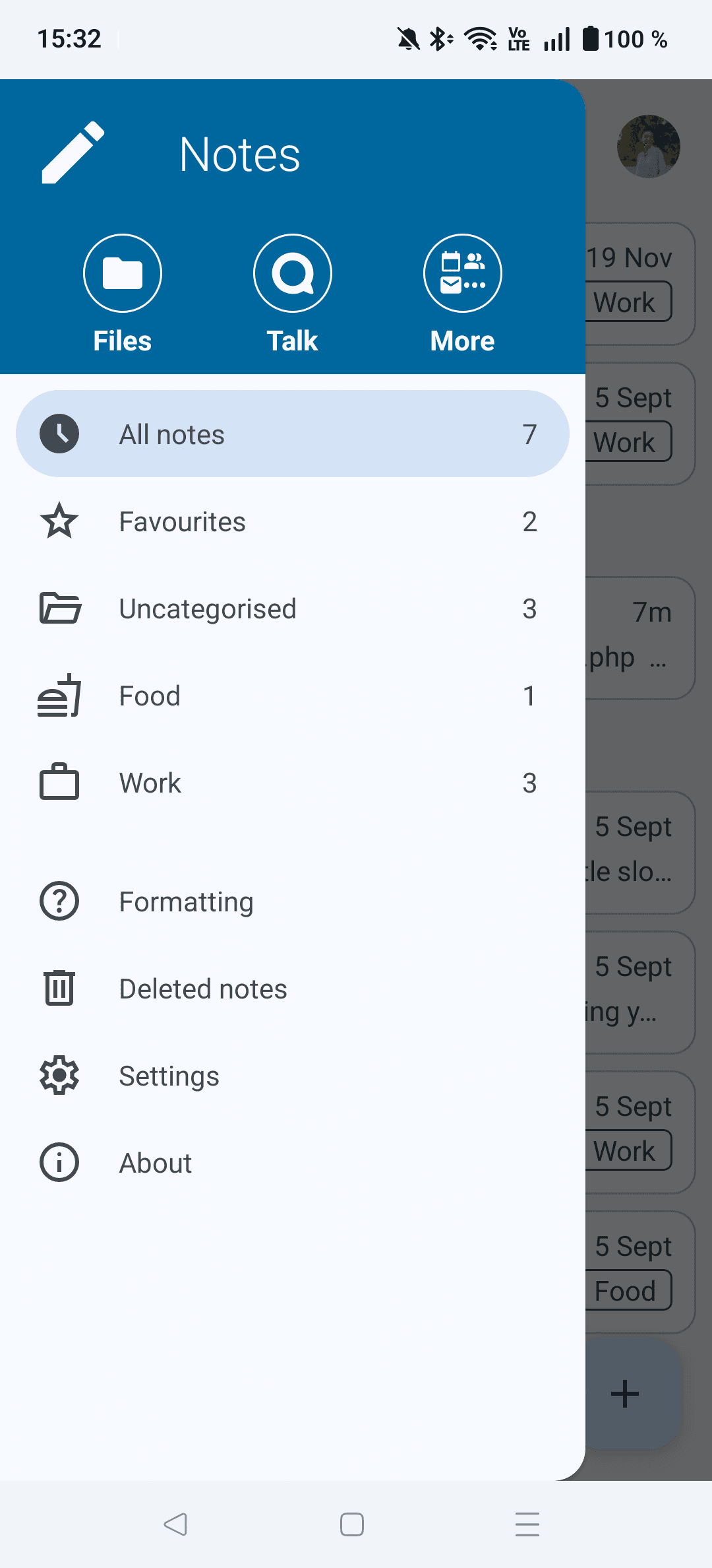 Скриншот 1 — Nextcloud Notes