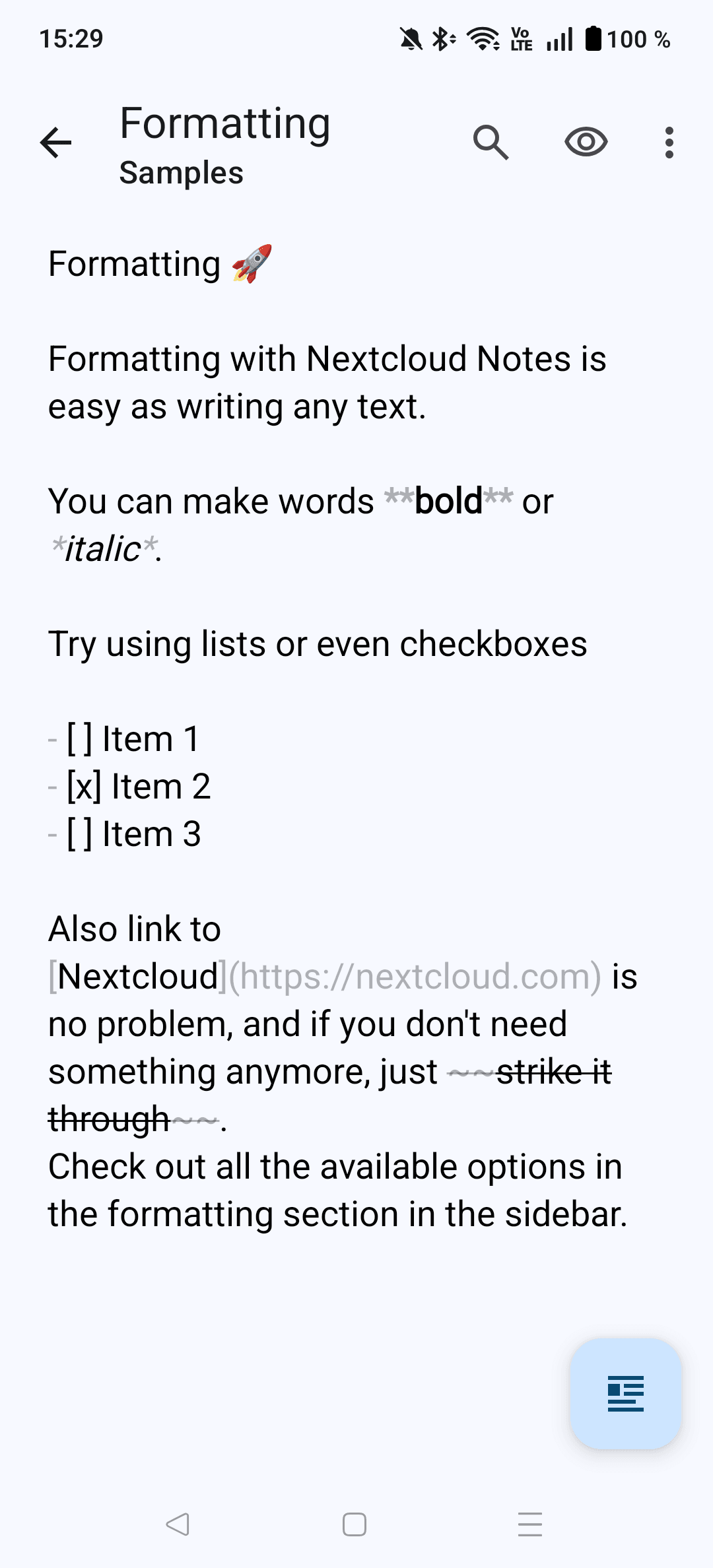 Скриншот 3 — Nextcloud Notes