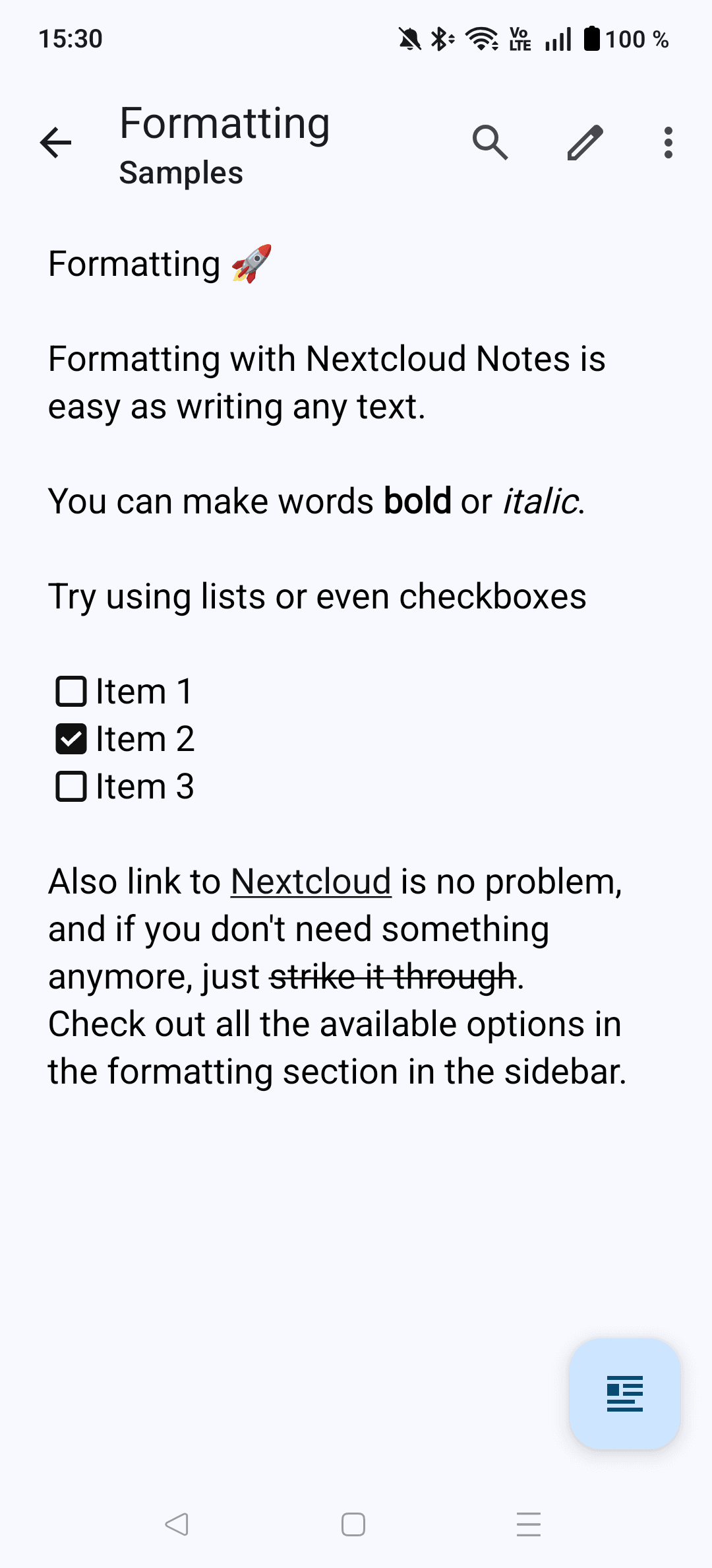 Скриншот 4 — Nextcloud Notes