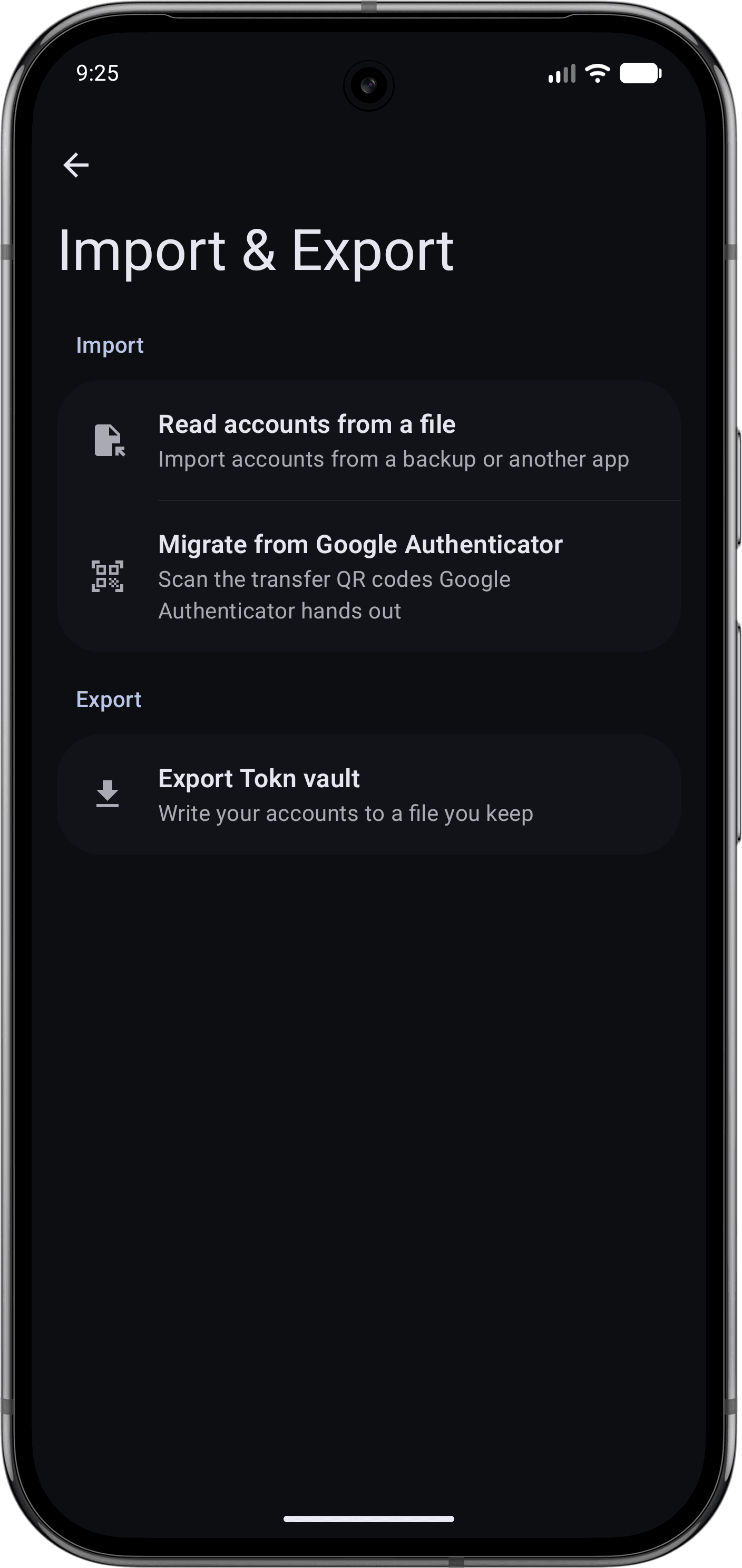 Скриншот 2 — Tokn - MFA / 2FA authenticator