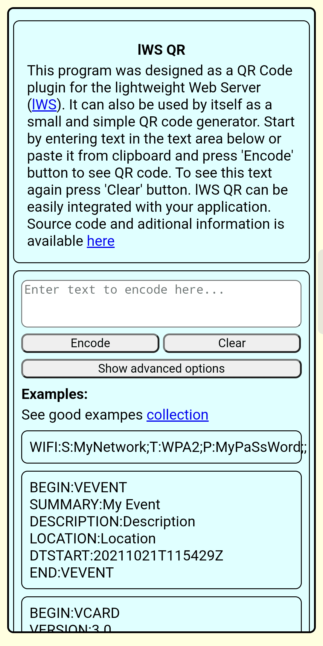 Скриншот 1 — [lWS.QR] lightweight Web Server QR code