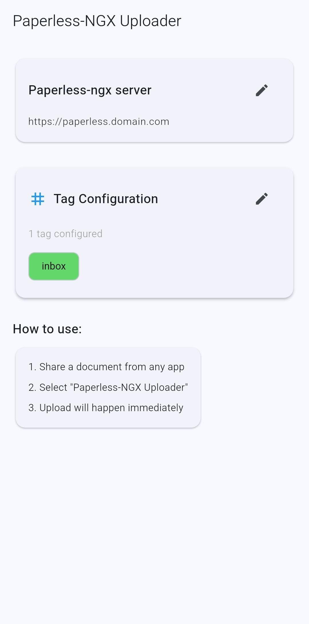 Скриншот 1 — Paperless NGX Uploader