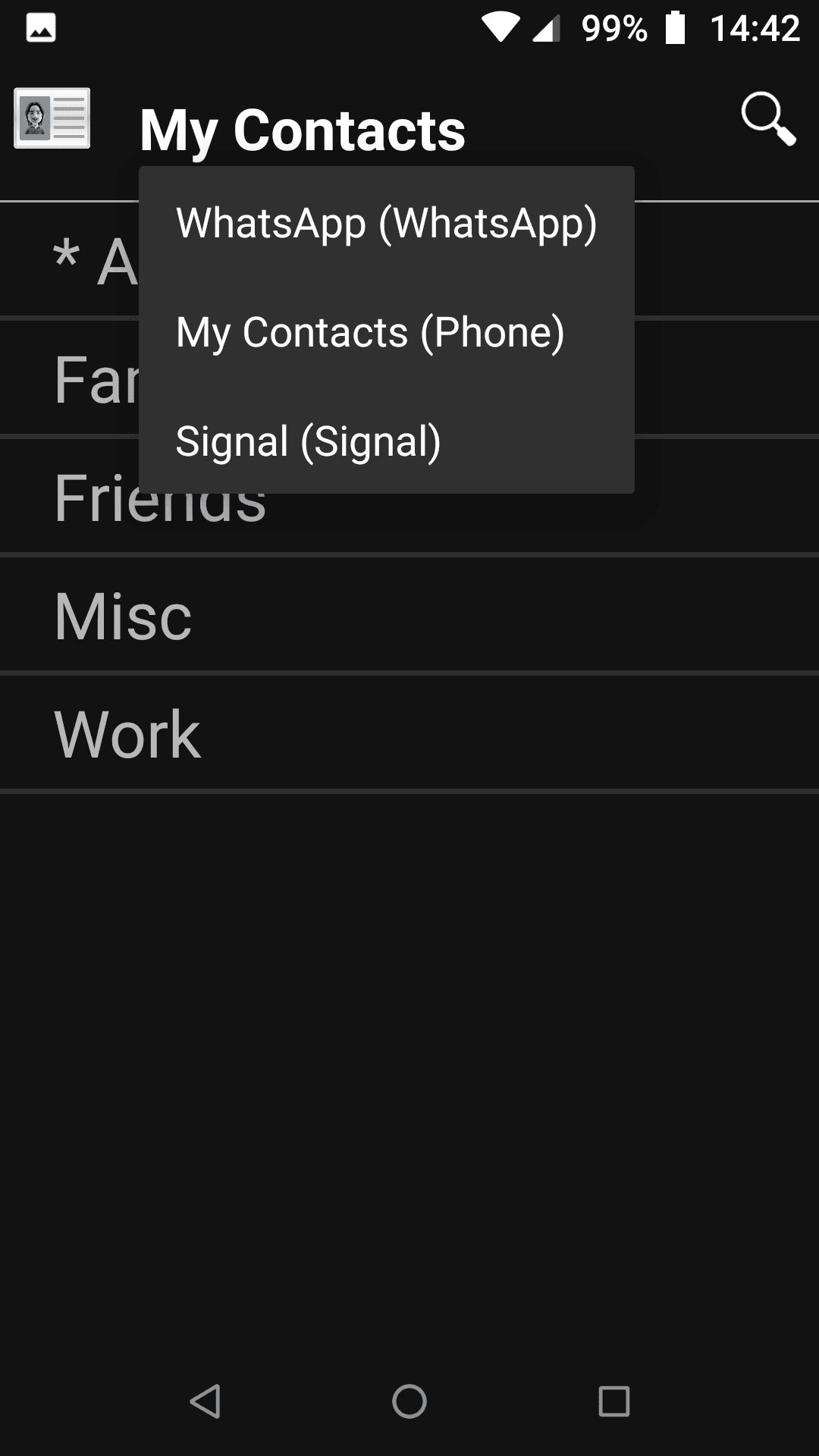 Скриншот 1 — Contacts