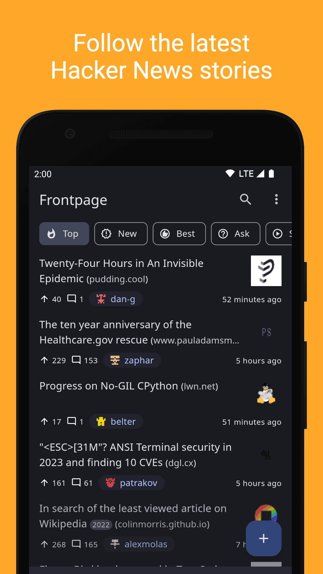 Скриншот 1 — Glider for Hacker News