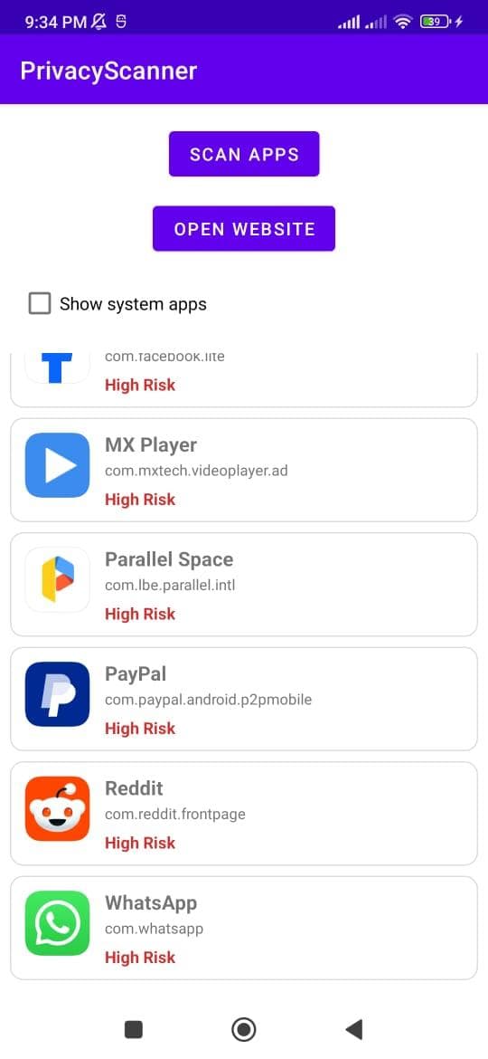 Скриншот 2 — PrivacyScanner