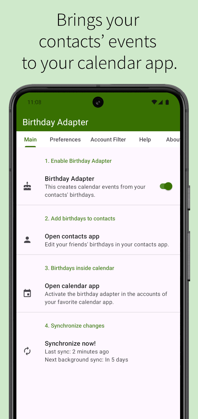 Скриншот 1 — Birthday Adapter