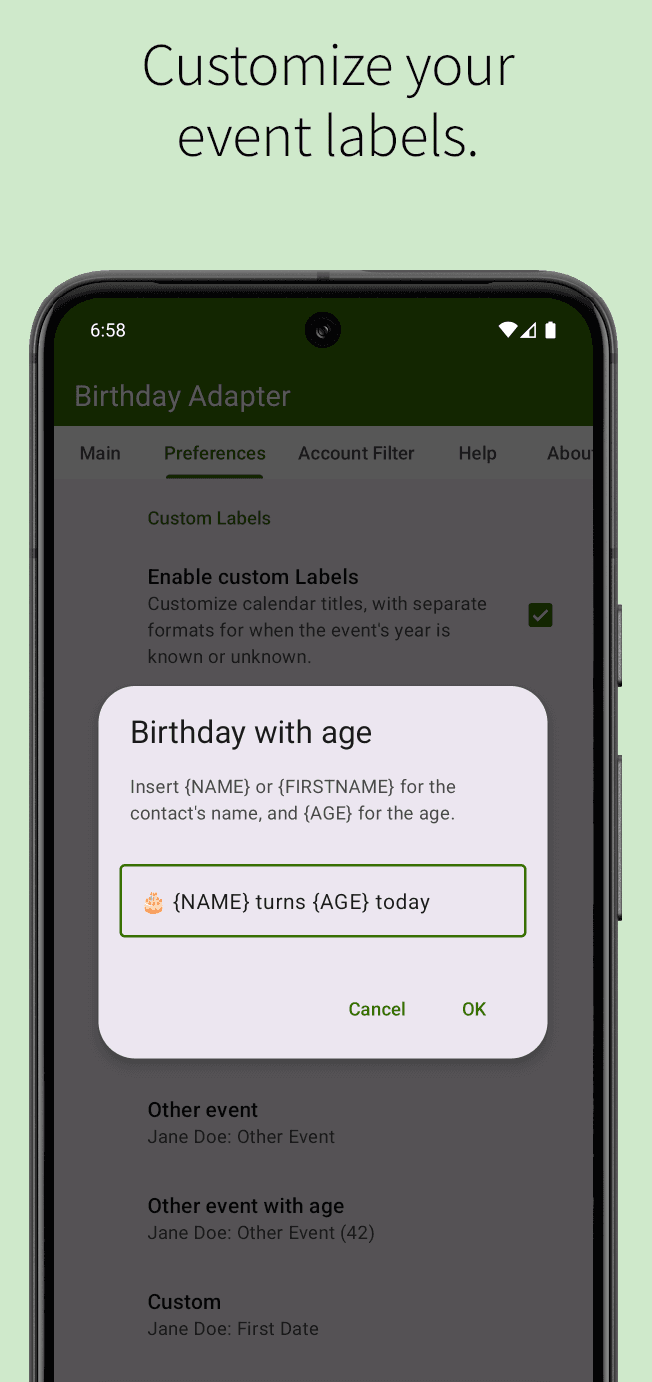 Скриншот 6 — Birthday Adapter