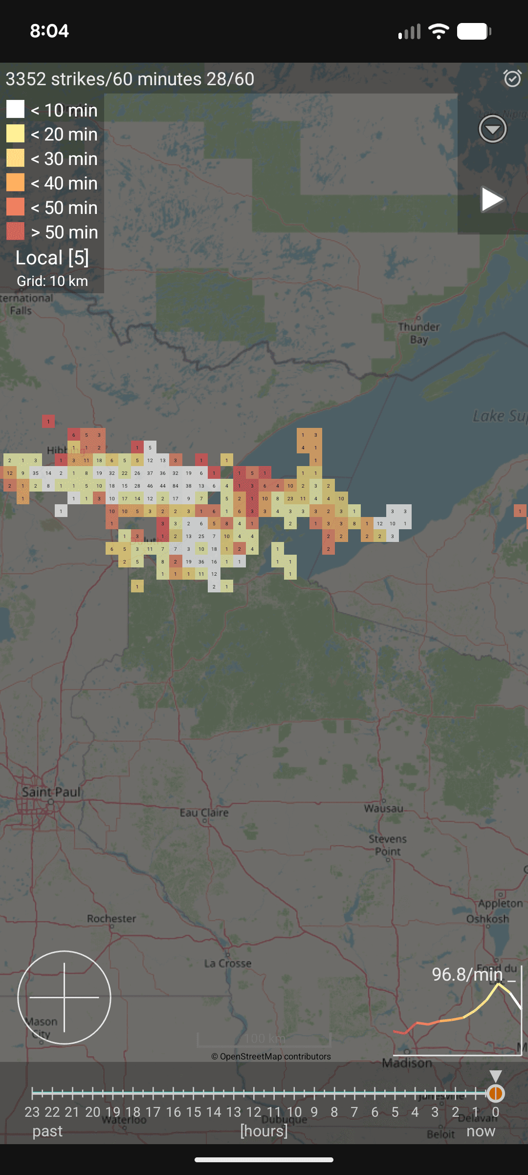 Скриншот 1 — Blitzortung Lightning Monitor