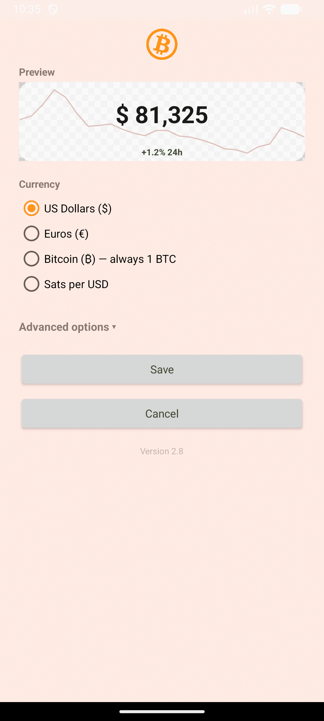 Скриншот 2 — Cheese BTC Widget