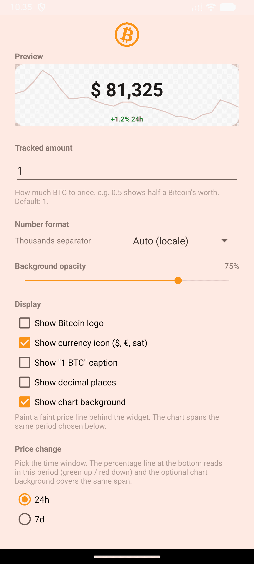 Скриншот 3 — Cheese BTC Widget