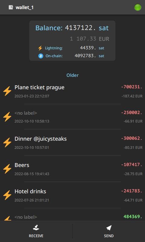 Скриншот 1 — Electrum Bitcoin Wallet
