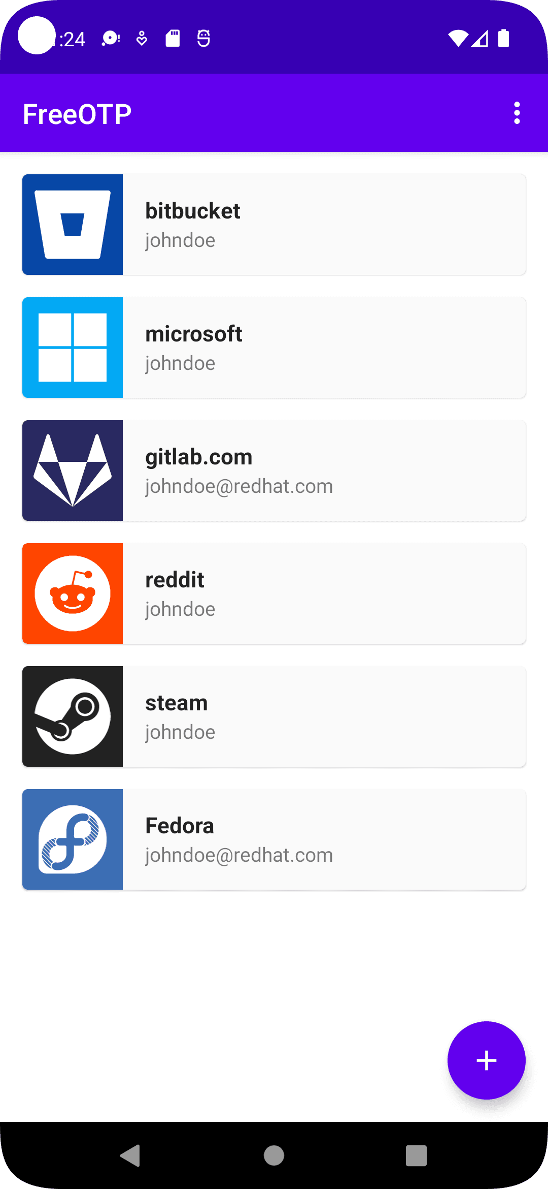 Скриншот 1 — FreeOTP