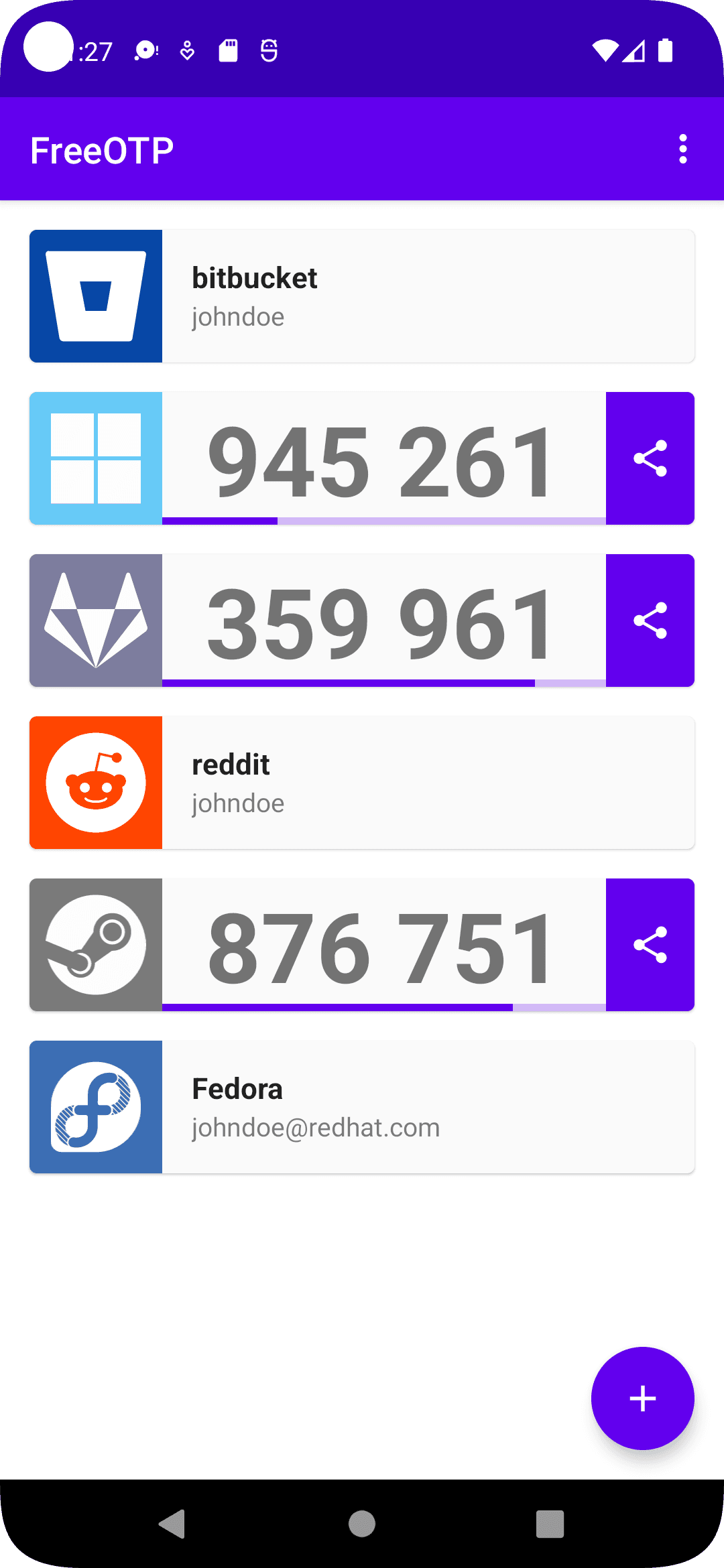 Скриншот 2 — FreeOTP