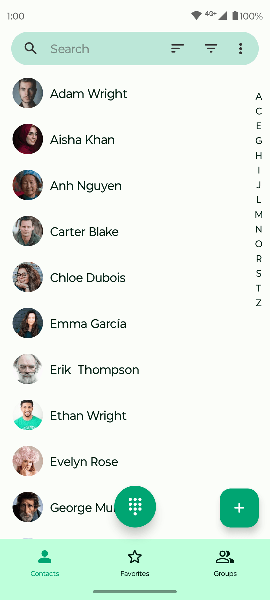 Скриншот 1 — Fossify Contacts