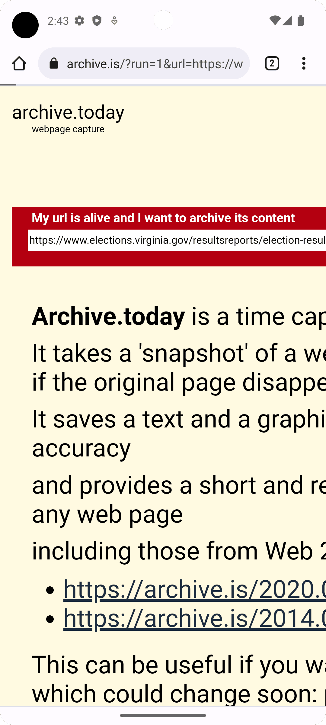 Скриншот 2 — Share 2 Archive Today