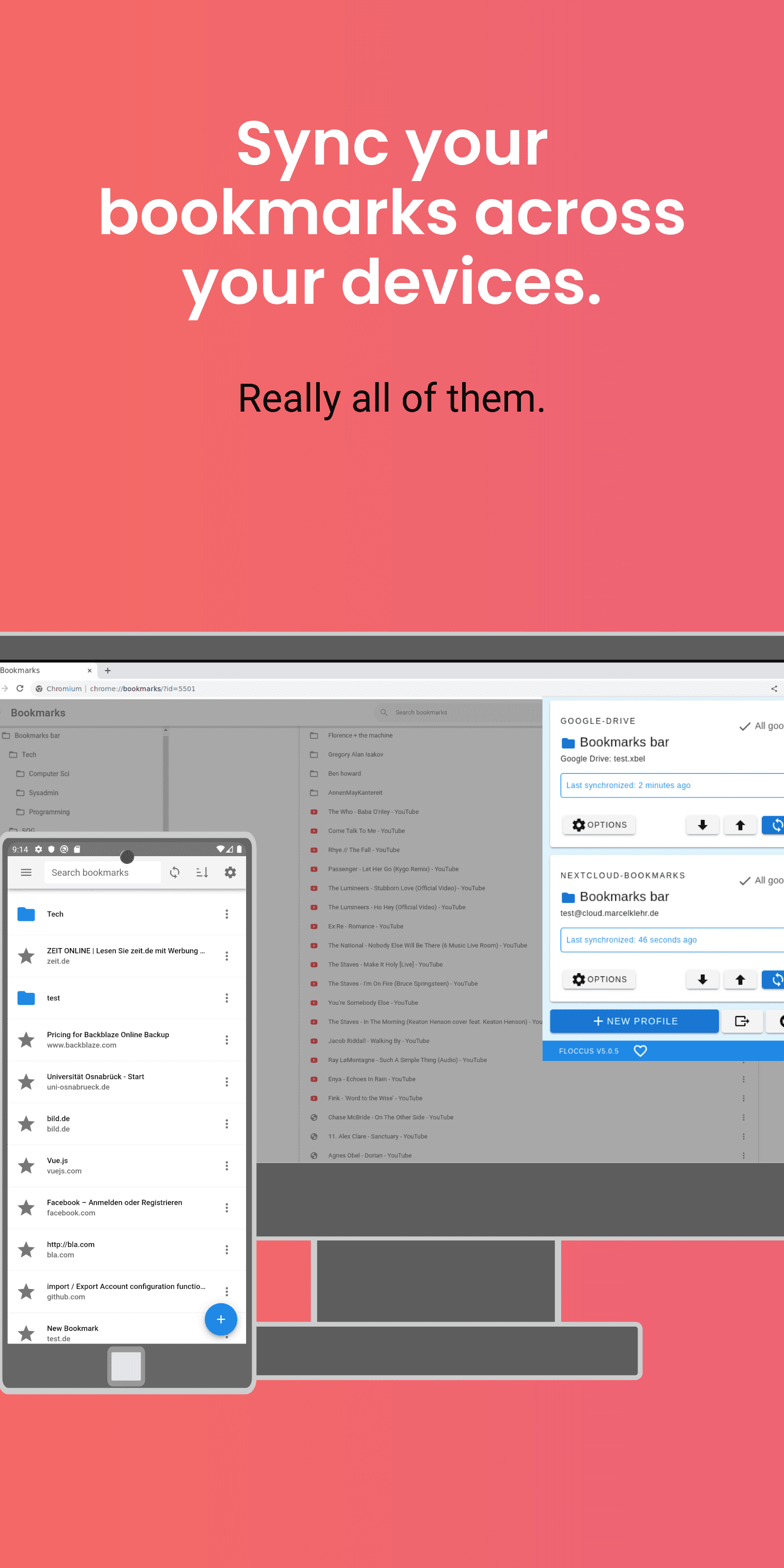 Скриншот 1 — floccus bookmark sync