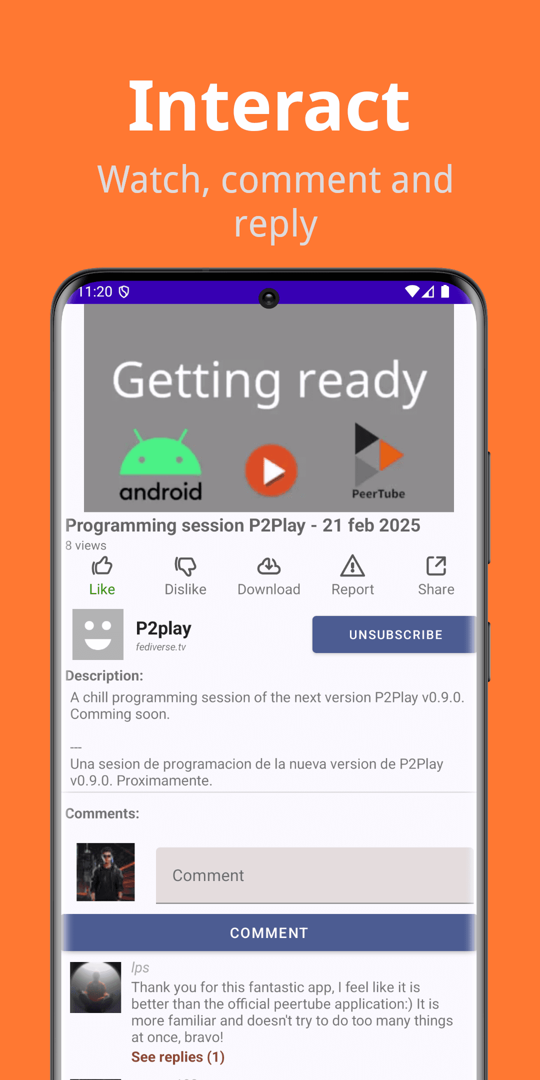 Скриншот 4 — P2Play - Peertube client
