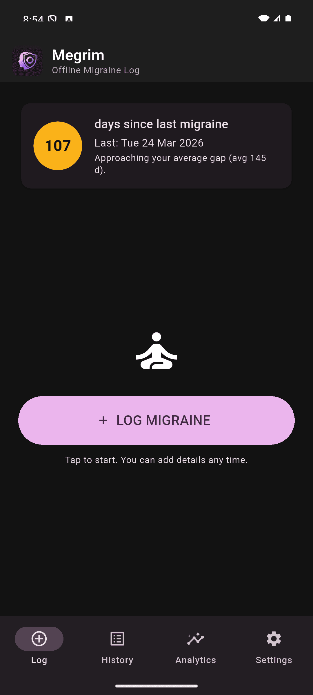 Скриншот 1 — Megrim: Migraine Log