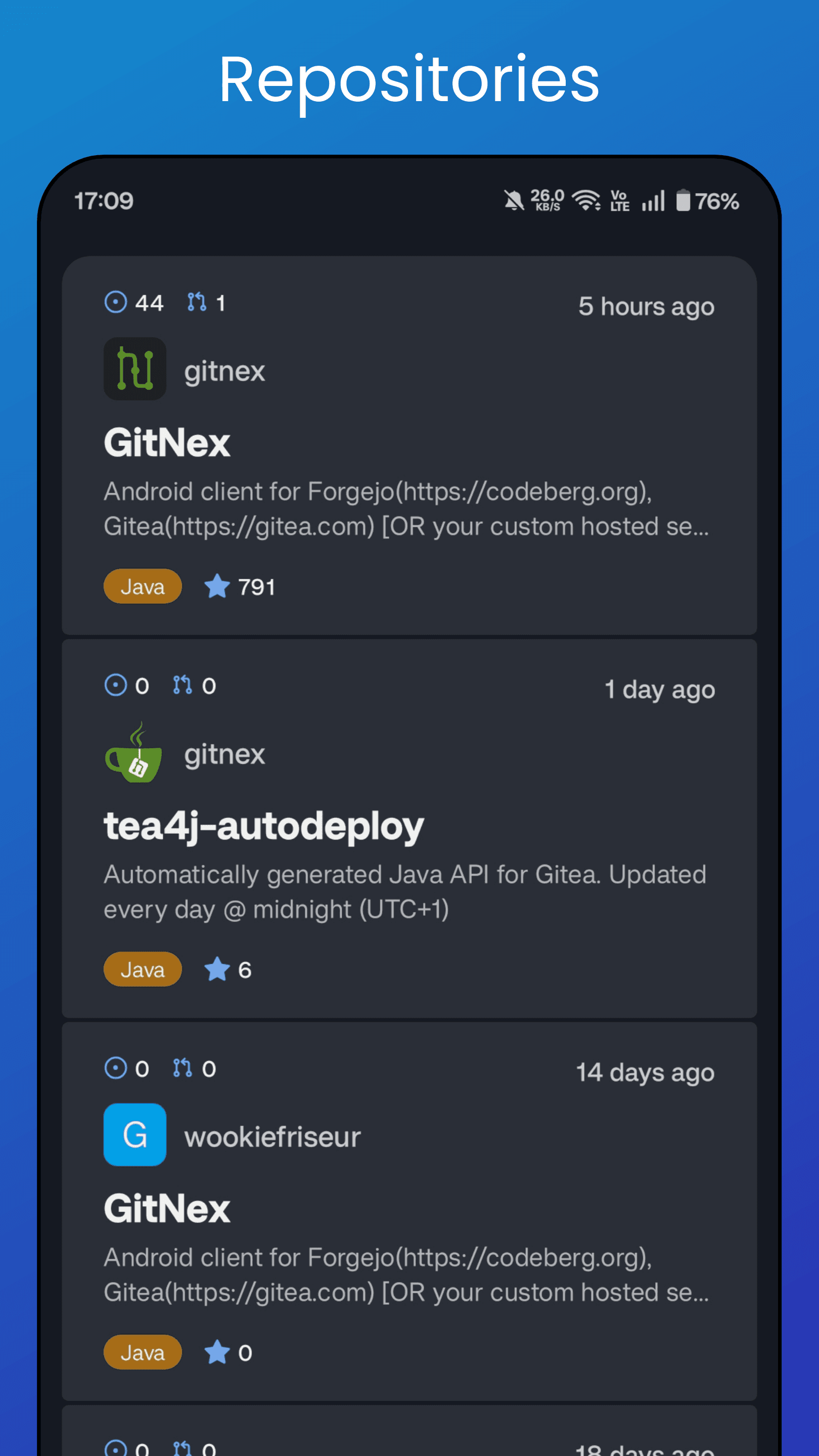 Скриншот 2 — GitNex for Forgejo and Gitea