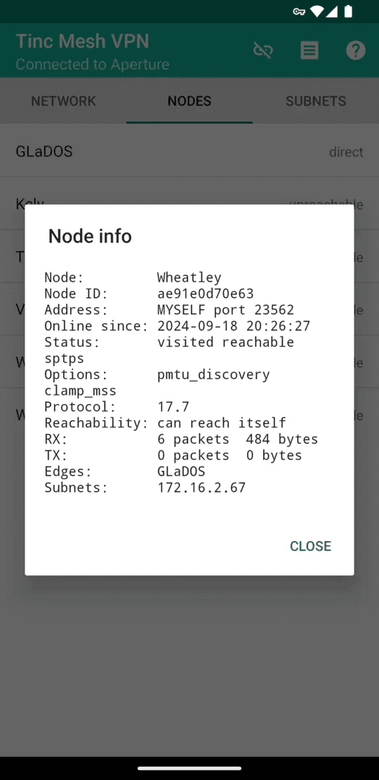 Скриншот 2 — Tinc Mesh VPN