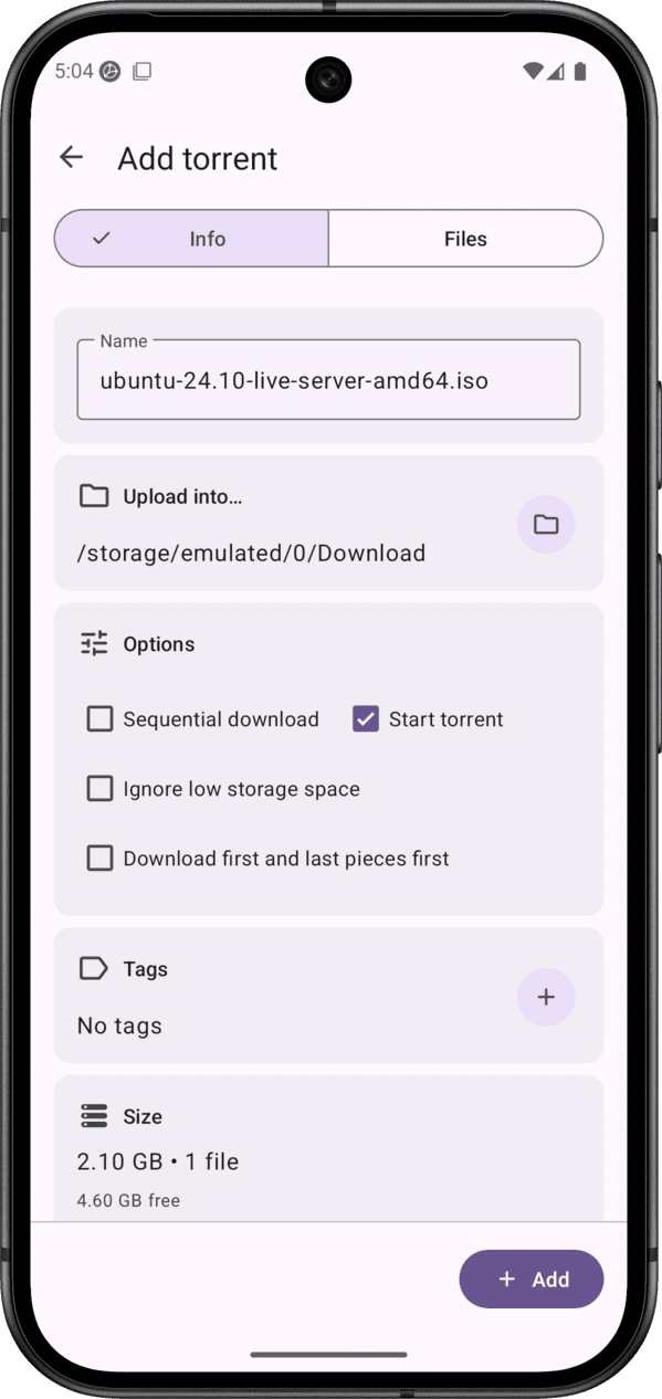 Скриншот 7 — LibreTorrent