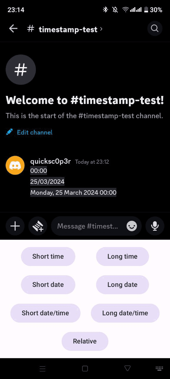 Скриншот 1 — Discord Timestamp Inserter
