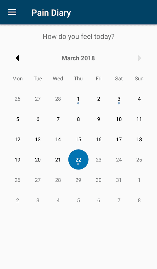 Скриншот 2 — Pain Diary (PFA)