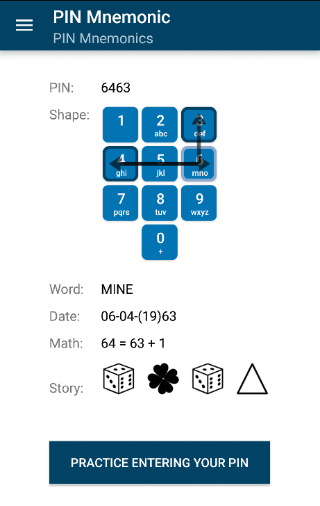 Скриншот 1 — PIN Mnemonic (Privacy Friendly)